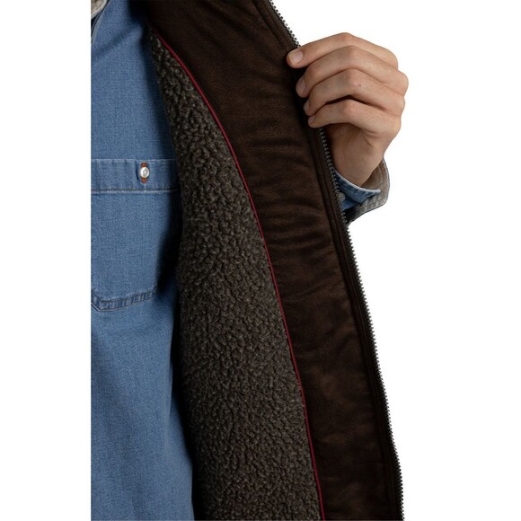 Rainforest Mens Faux Micro Suede Faux Shearling Lined Brown Vest Medium $150MSRP - Picture 4 of 11